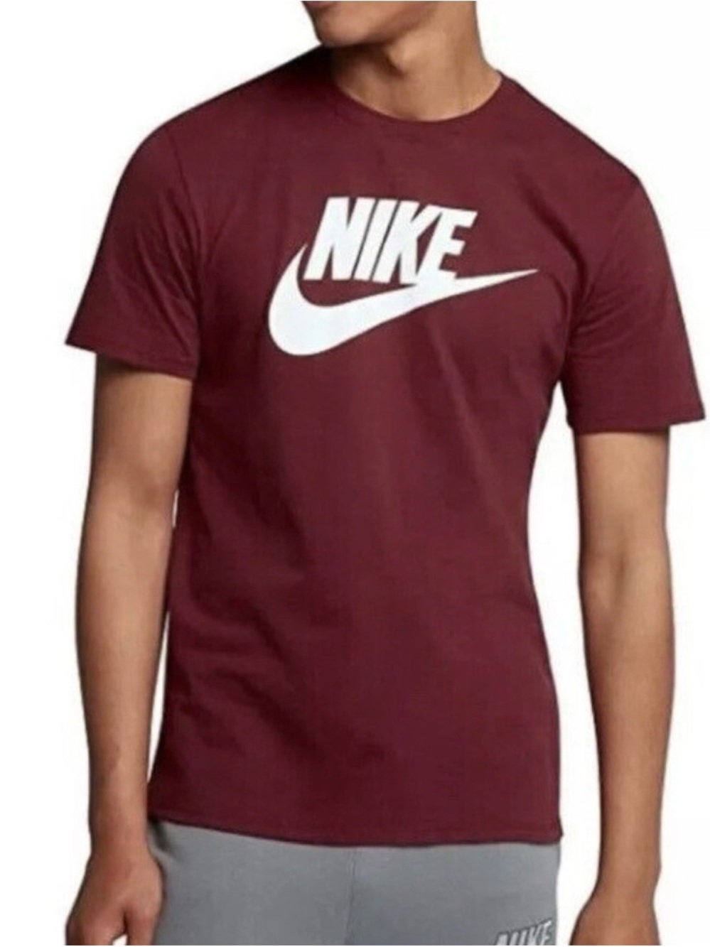 Nike Short-Sleeve Crewneck T-Shirt in Maroon with White Logo